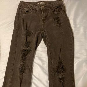 NOBO Mid Rise Skinny Black Distressed Jeans